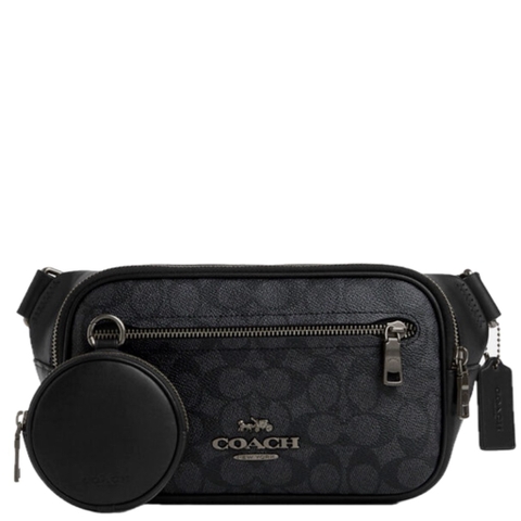 Túi Coach Elias Belt Bag In Signature Canvas Charcoal CZ400 QBMI5