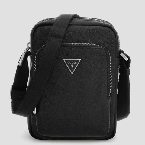 Túi GUESS Faux-Leather Saffiano Crossbody Black HMMISAP4263