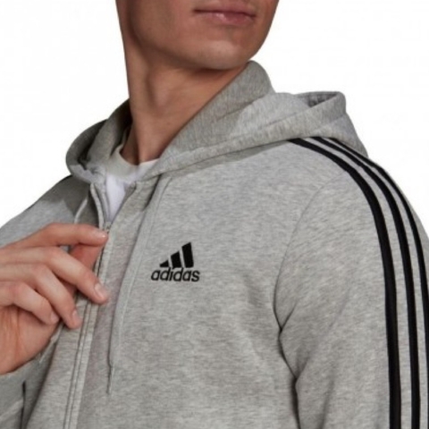 Áo Khoác Nam adidas Essentials Fleece 3-Stripes Full Zip Hoodie Grey HB0041