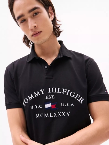 Áo Polo Tommy Hilfiger Regular Fit Flag Logo Black XM04202 002