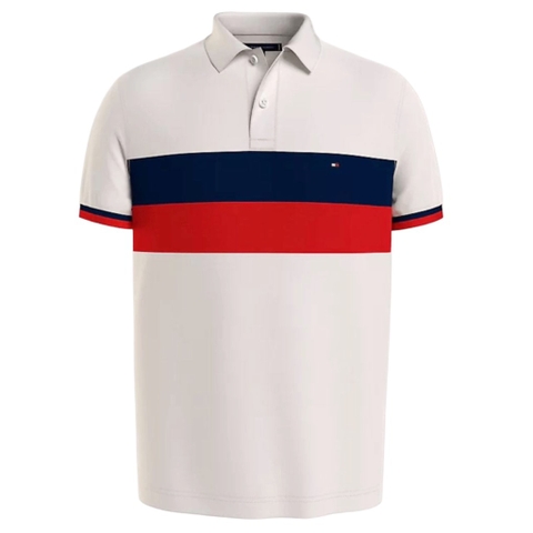 Áo Polo Tommy Hilfiger Regular Fit Colorblock Ancient White MW33218 100