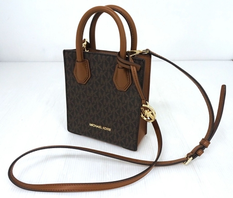 Túi Michael Kors Mercer Extra-Small Logo and Leather Brown 35T1GM9C0I