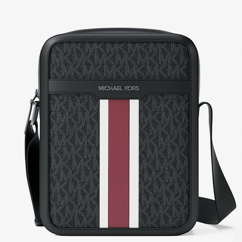 Túi Michael Kors Cooper Striped Signature Logo Flight Bag Cherry 37F5LCOL6B