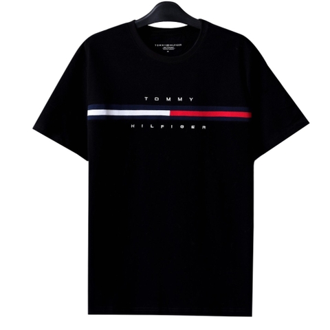 Áo Tommy Hilfiger Embroidered Flag Logo T-Shirt Black