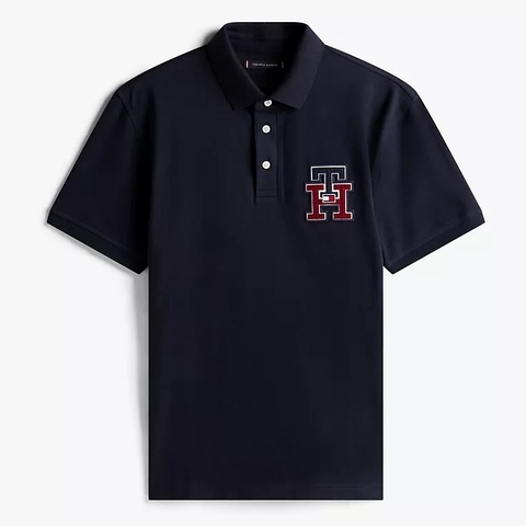 Áo Polo Tommy Hilfiger Regular Fit Textured Monogram Navy XM05639 400