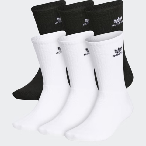 Vớ adidas Trefoil Crew Socks 6 Pair Black White BH6437B
