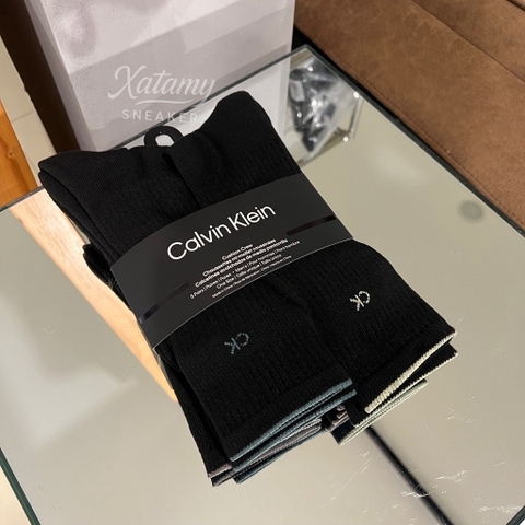 Vớ Calvin Klein Men's Cushion Crew Socks  5-Pack Black CVM251CR01