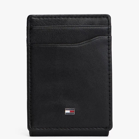 Ví Tommy Hilfiger Men's Pebbled Leather Magnetic Bifold Wallet Black 31TL160072