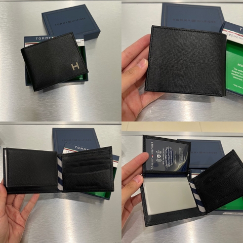 Ví Tommy Hilfiger Leather Credit Card Id Passcase Wallet Billfold Black 31TL22X019