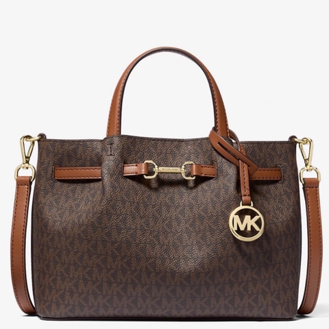 Túi Michael Kors Carson Small Signature Logo Satchel Brown 35S5G2ZS5B