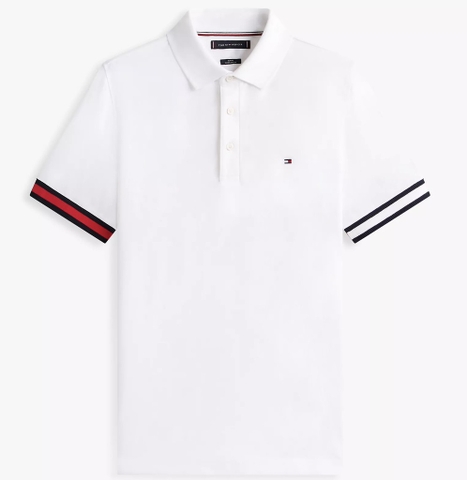Áo Polo Tommy Hilfiger Slim Fit Flag Tipped White XM05984 101