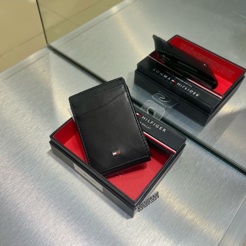 Ví Tommy Hilfiger Men's Pebbled Leather Magnetic Bifold Wallet Black 31TL160072