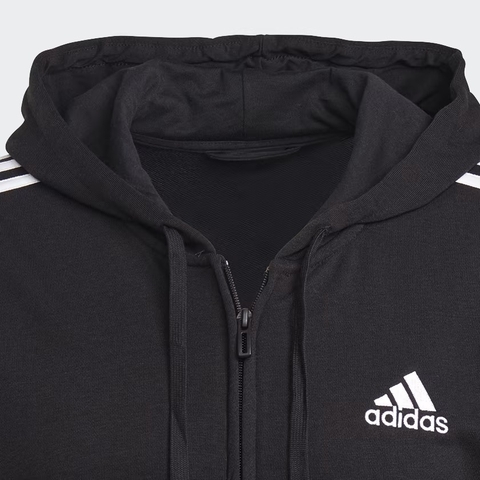 Áo Khoác adidas Men's Essentials French Terry 3-Stripes Full-Zip Hoodie Black GK9032