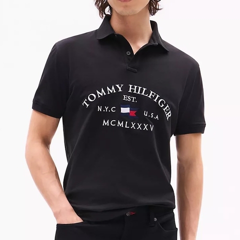 Áo Polo Tommy Hilfiger Regular Fit Flag Logo Black XM04202 002