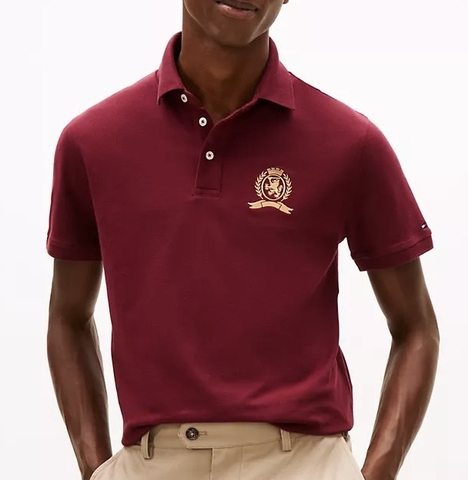 Áo Polo Tommy Hilfiger Regular Fit Crest Logo Pique Burgundy XM06304 500