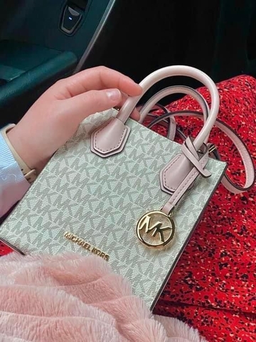 Túi Michael Kors Mercer Extra-Small Logo and Leather Rose Poudre Multi 35T1GM9C0I