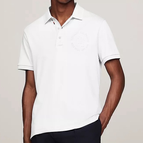 Áo Polo Tommy Hilfiger Regular Fit TH Logo Interlock White MW30807 101