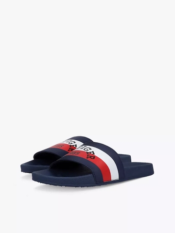 Dép Tommy Hilfiger Stripe Logo Blue White Red TZ001588 491