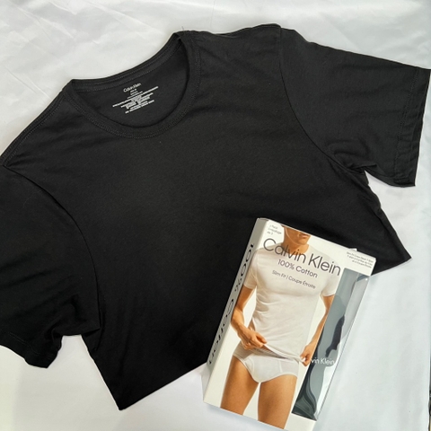 Áo Calvin Klein Cotton Classic Slim Fit Crew Neck 3-Pack Black NB4013 001