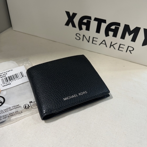 Ví Michael Kors Cooper Pebbled Leather Billfold Wallet With Coin Pouch Black 36T4LCOF3L