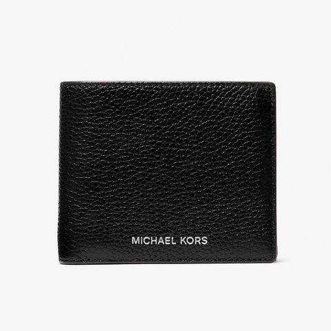 Ví Michael Kors Cooper Pebbled Leather Billfold Wallet With Coin Pouch Black 36T4LCOF3L