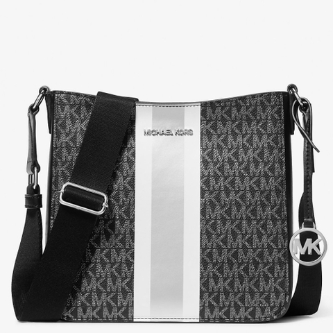 Túi Michael Kors Jet Set Small Signature Logo Stripe Crossbody Bag Black 35F5STVC5K