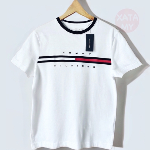 Áo Tommy Hilfiger Embroidered Flag Logo T-Shirt White