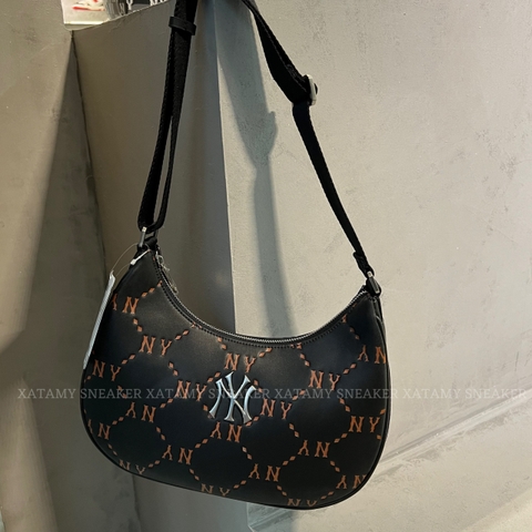 Túi MLB Hobo Monogram PU NY Black 3ABQL012N-50BKS