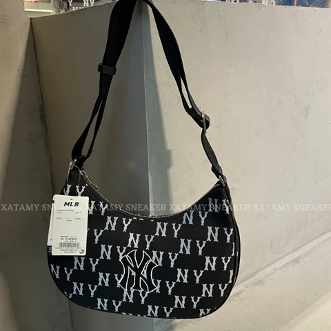 Túi MLB Hobo Monogram Jacquard Large NY Black 3ABQL023N-50BKS