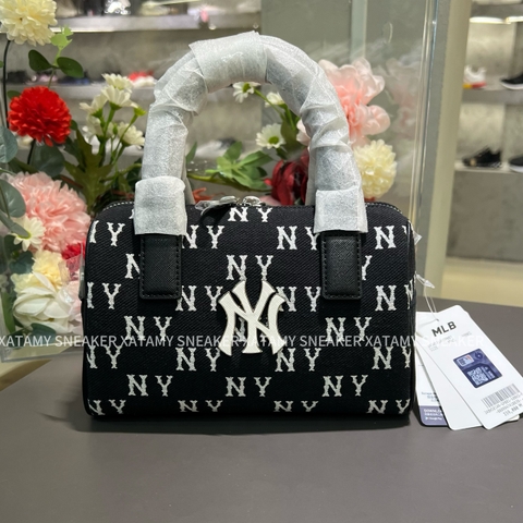 Túi MLB Classic Monogram Jacquard Small Boston Bag NY Black 3ABWS014N 50BKS