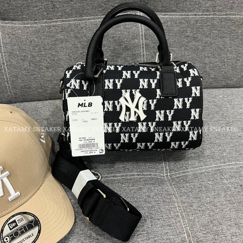 Túi MLB Classic Monogram JQD Boston Bag S NY Black 3ABWS013N 50BKS
