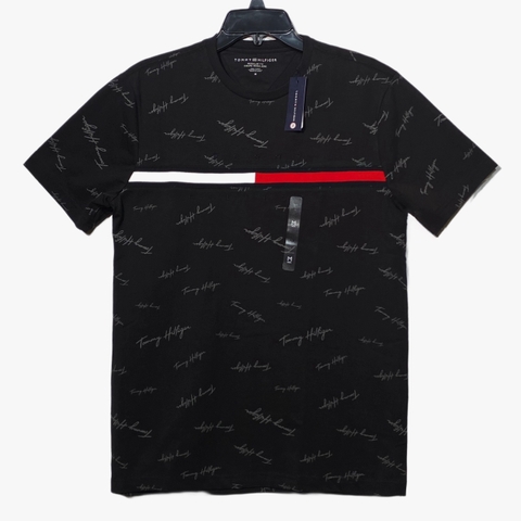 Áo Tommy Hilfiger Signature Flag Stripe Logo Black 78JA523 001