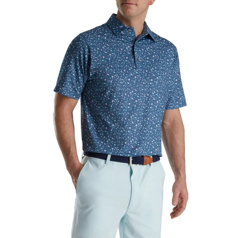 Áo nam cộc tay FJ Terrazzo Print, Lisle, Self Collar - 87270