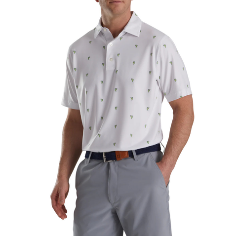 Áo nam cộc tay FJ Cactus Print Lisle, Self Collar - 87281