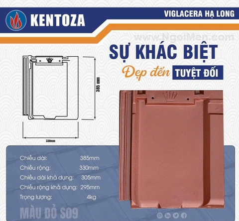 Ngói phẳng Viglacera Kentoza – S99 tráng men