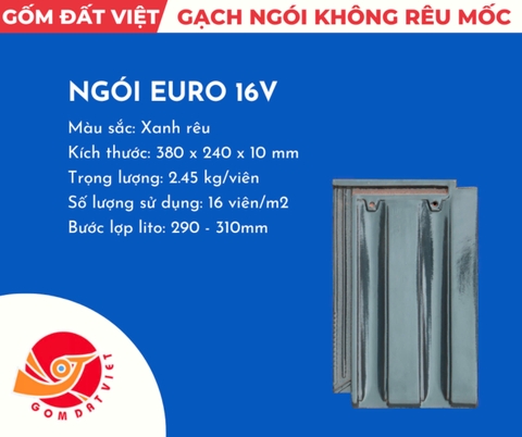 Ngói EuroTYPE Đất Việt 16viên/m2 Màu xanh rêu