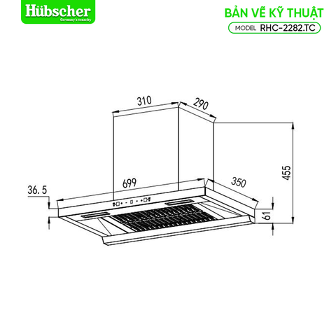 Máy hút mùi Hubscher model RHC-2282.TC