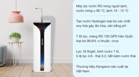 Máy lọc nước Kangaroo Hydrogen Slim nóng lạnh KG10A6S