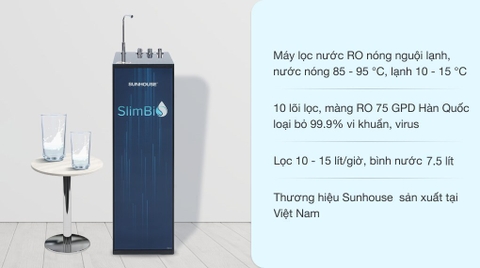 Máy lọc nước RO nóng nguội lạnh Sunhouse SHA76213CK 10 lõi