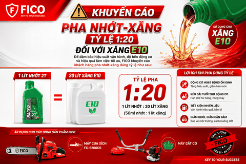 THÔNG BÁO KHUYẾN CÁO PHA NHỚT - XĂNG ĐÚNG TỶ LỆ CHO ĐỘNG CƠ 2 THÌ FICO