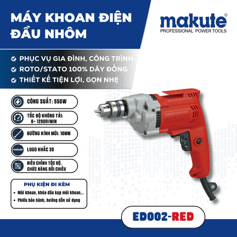 Máy khoan điện (đầu nhôm) ED002 RED