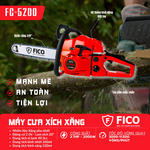 Máy cưa xích xăng FICO FC-5200