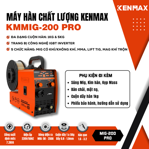 Máy hàn dùng CUỘN DÂY 5KG KENMAX | KM MIG-200 PRO