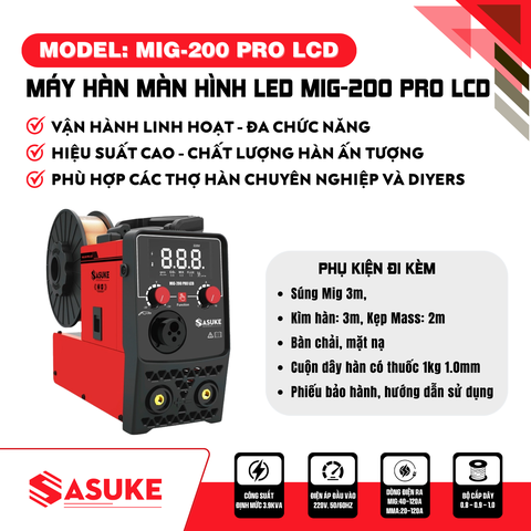 Máy hàn màn hình LED MIG-200 PRO LCD