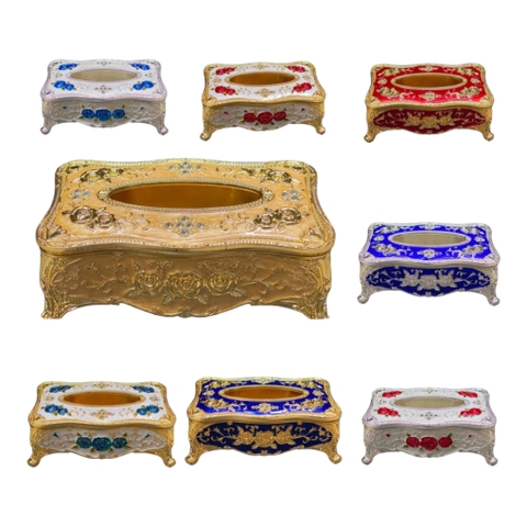 HỘP ĐỰNG KHĂN GIẤY KHẢM HOA PHONG CÁCH CHÂU ÂU