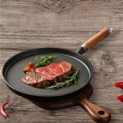 Chảo Gang Bánh xèo Hình Tròn size 20CM - chảo bánh xèo cán gỗ dài