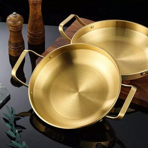 Chảo sâu hợp kim thép - đồng vàng không gỉ cao cấp - an toàn - tiện dụng và sang trọng