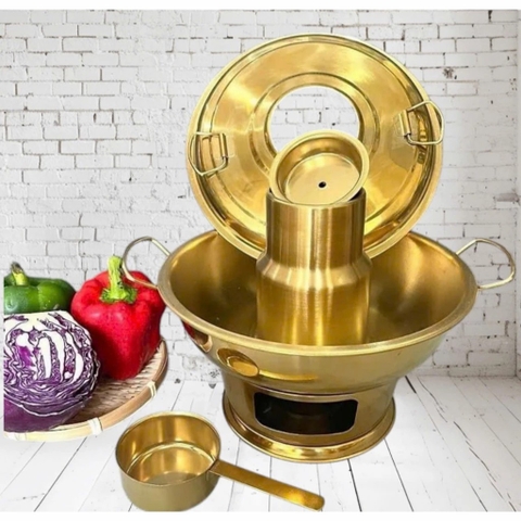 Nồi Lẩu cù lao sử dụng cồn / Than inox - inox mạ vàng cao cấp