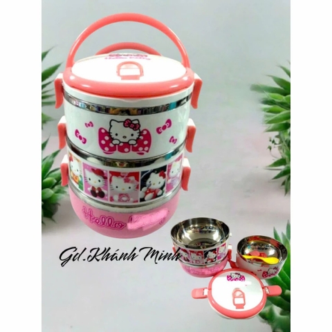 Hộp cơm Bằng Thép Không Gỉ Hình Hello Kitty Dễ Thương