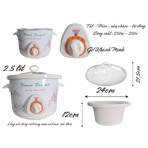 Nồi Tiềm Nấu Chậm Dùng Để Hầm Gà, Chưng Yến, Nấu Cháo Vô Cùng Tiện Lợi Với Nhiều Kích Thước Lớn Nhỏ